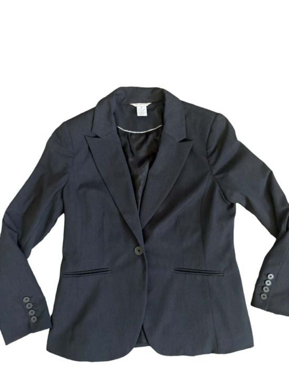 Liz Claiborne Charcoal Grey Career Blazer Size 10 One Button Stretch Work Jacket
